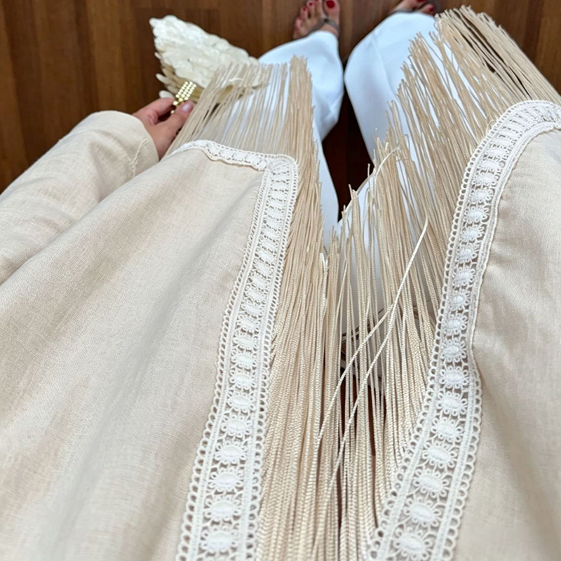 معاطف خارجية بوهيمية للخريف، ج - مراجعة Tassel Fringe Trim وسعره