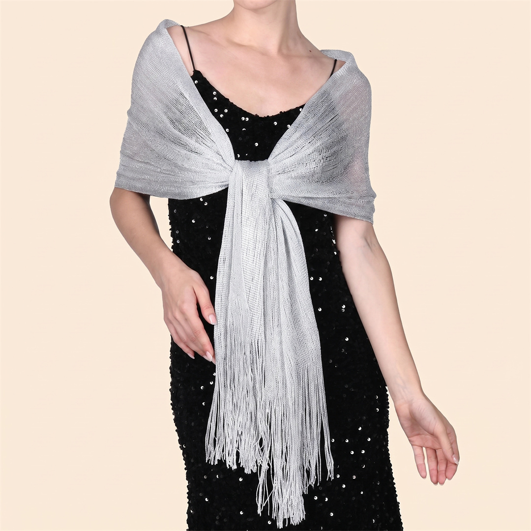 شال حجاب أنيق لامع للحماية من  - مراجعة Tassel Fringe Trim وسعره