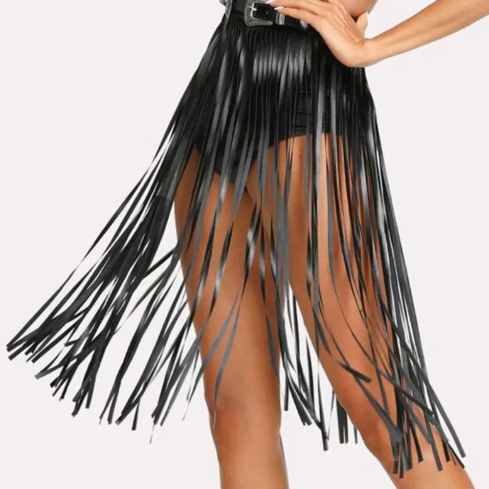 تنورة طويلة بخصر مرتفع من الجل - مراجعة Tassel Fringe Trim وسعره