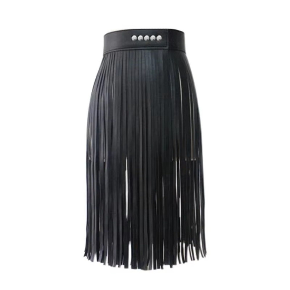 تنورة طويلة بخصر مرتفع من الجل - مراجعة Tassel Fringe Trim وسعره